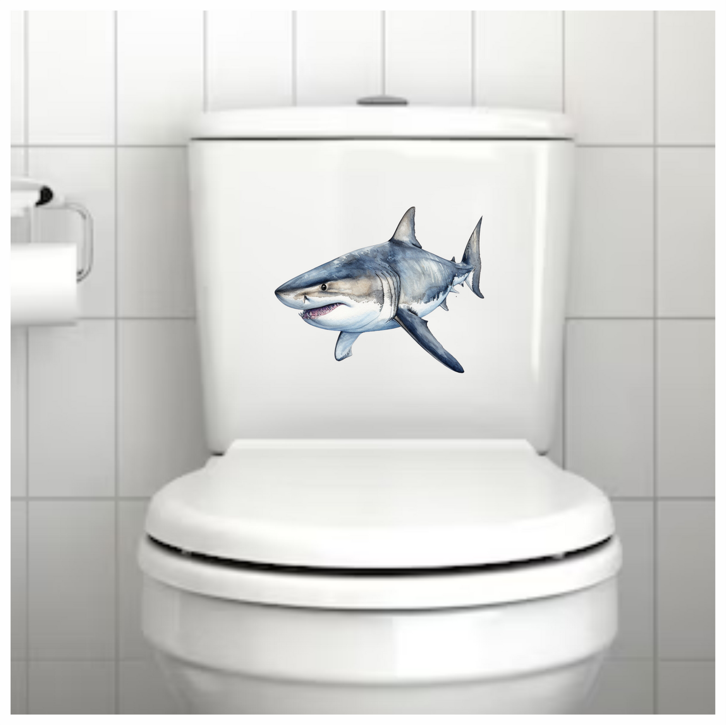 Shark Grey Watercolor Ocean Animal Vinyl Sticker Decal