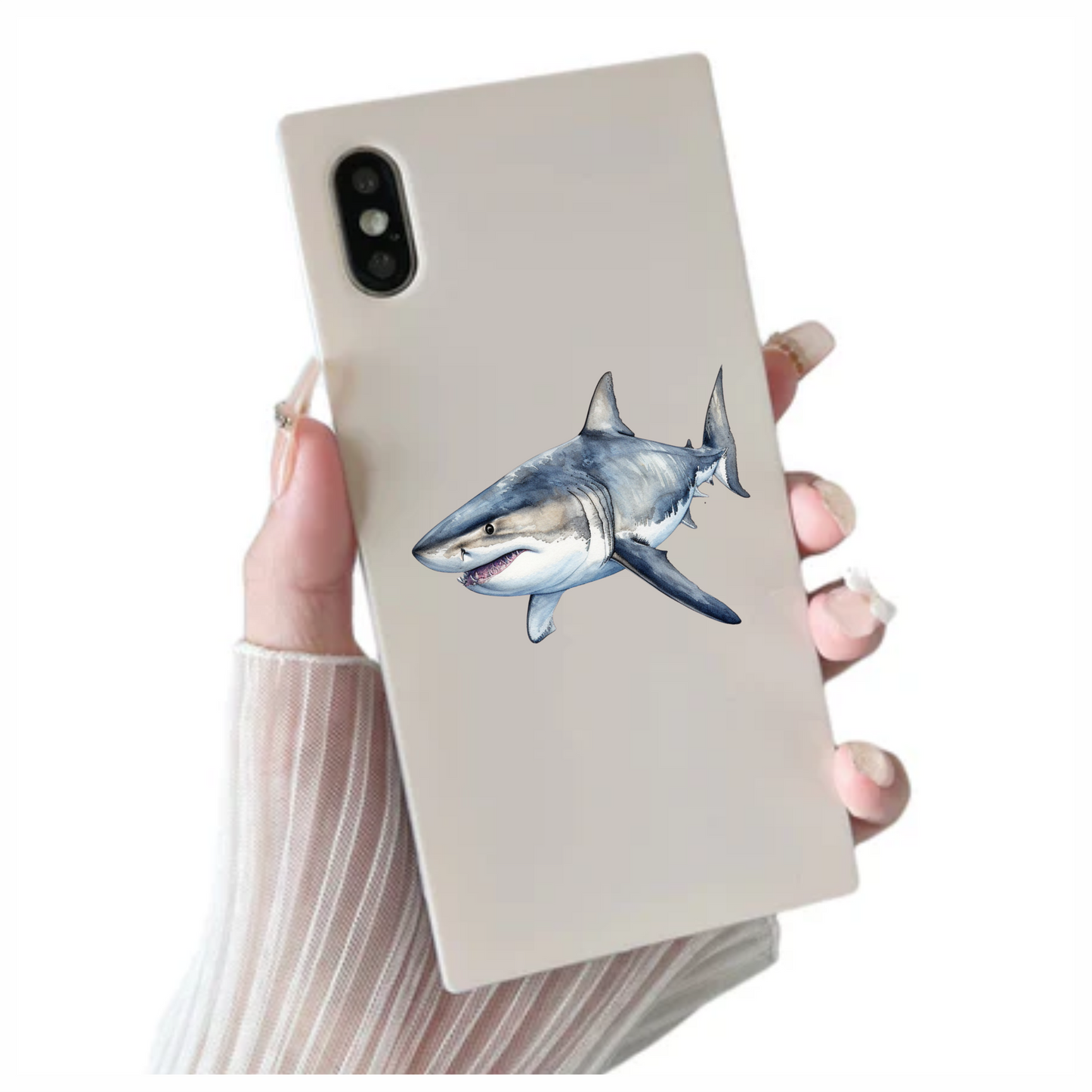 Shark Grey Watercolor Ocean Animal Vinyl Sticker Decal