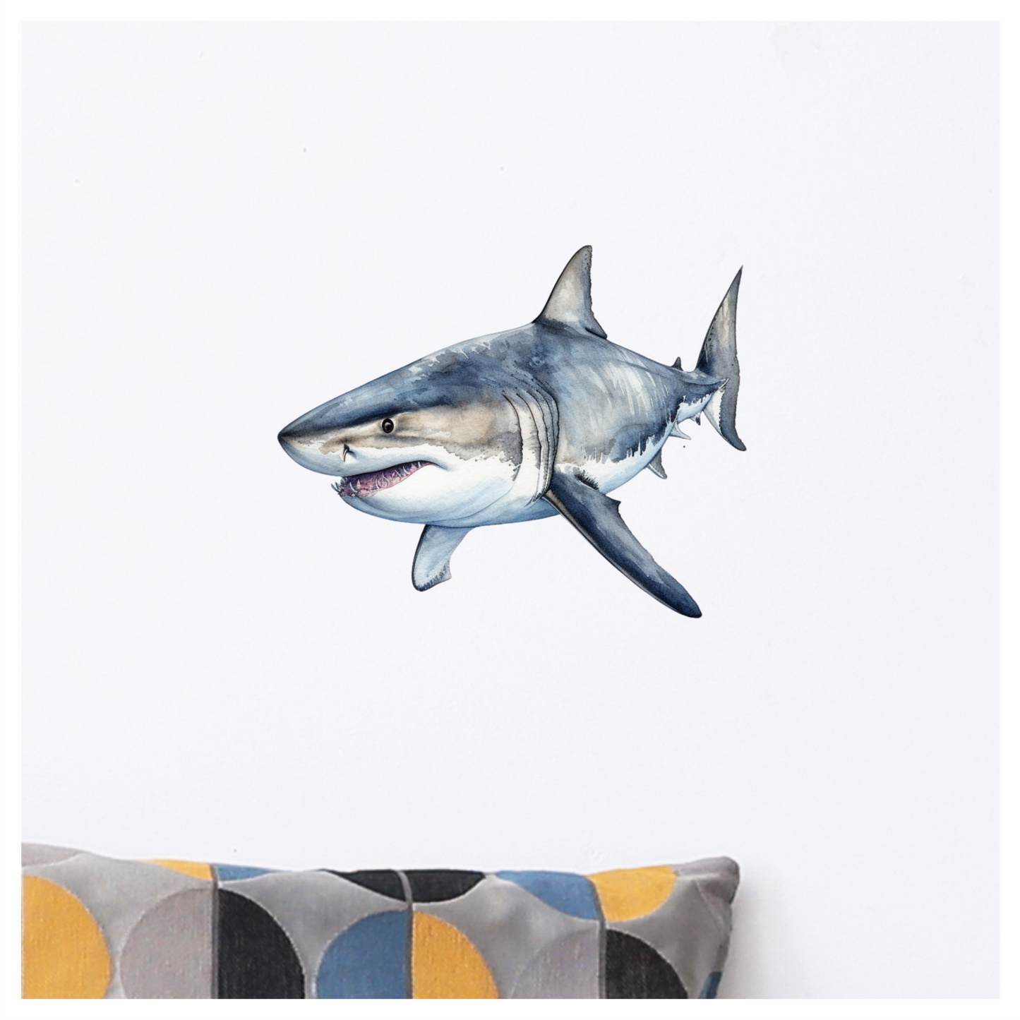 Shark Grey Watercolor Ocean Animal Vinyl Sticker Decal