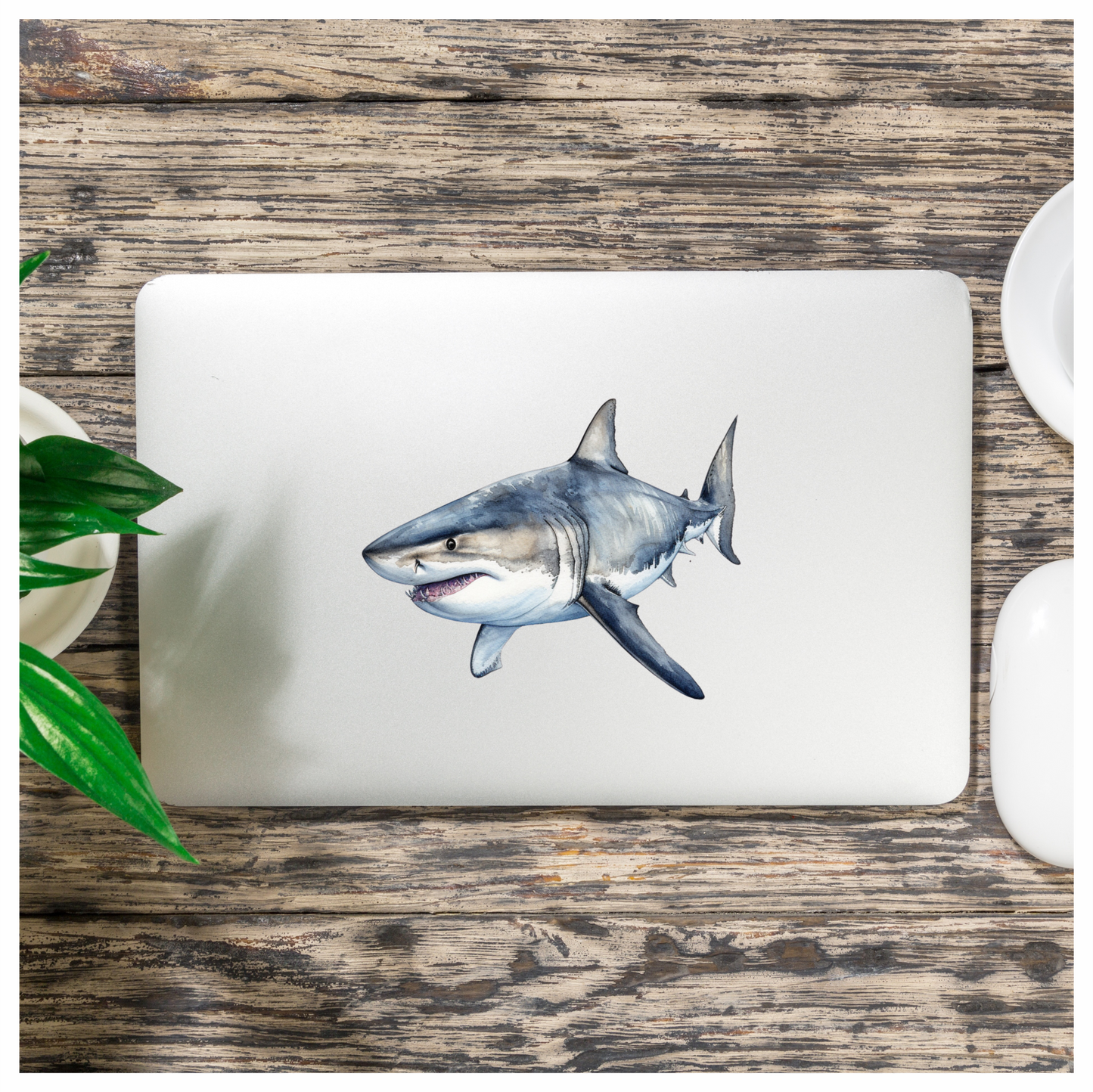 Shark Grey Watercolor Ocean Animal Vinyl Sticker Decal