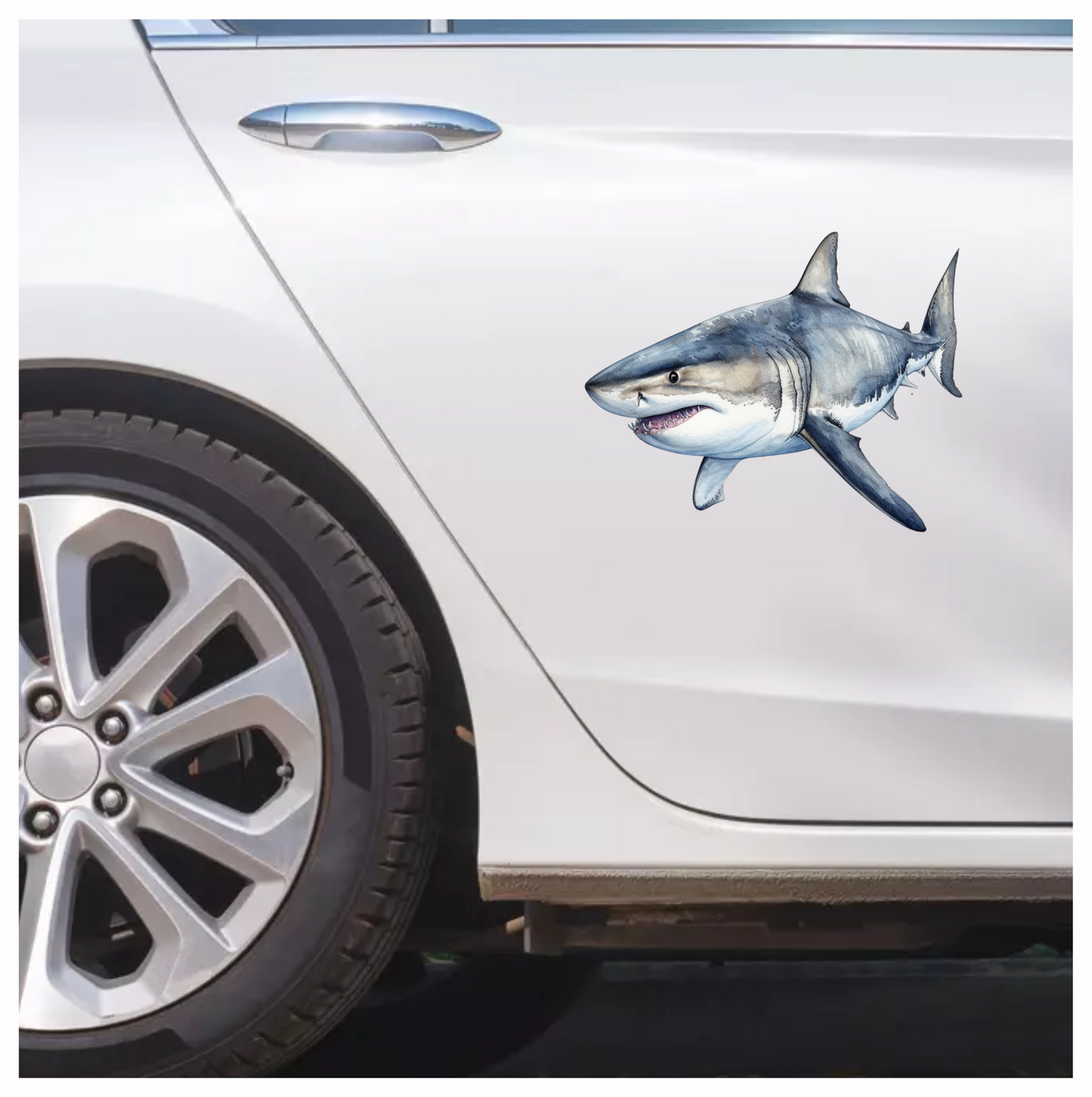 Shark Grey Watercolor Ocean Animal Vinyl Sticker Decal