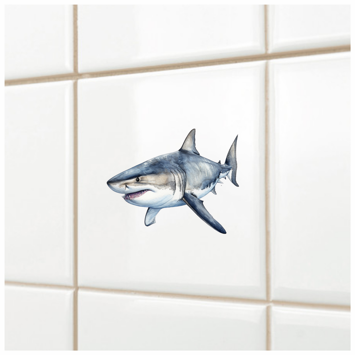 Shark Grey Watercolor Ocean Animal Vinyl Sticker Decal
