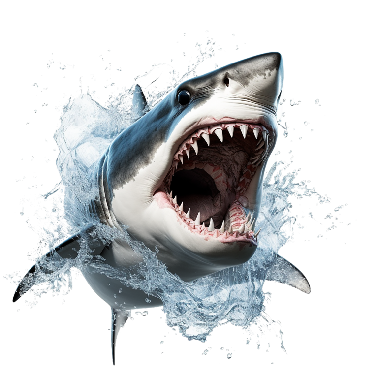Shark Grey Water Splash Fierce Predator Teeth Vinyl Sticker Decal