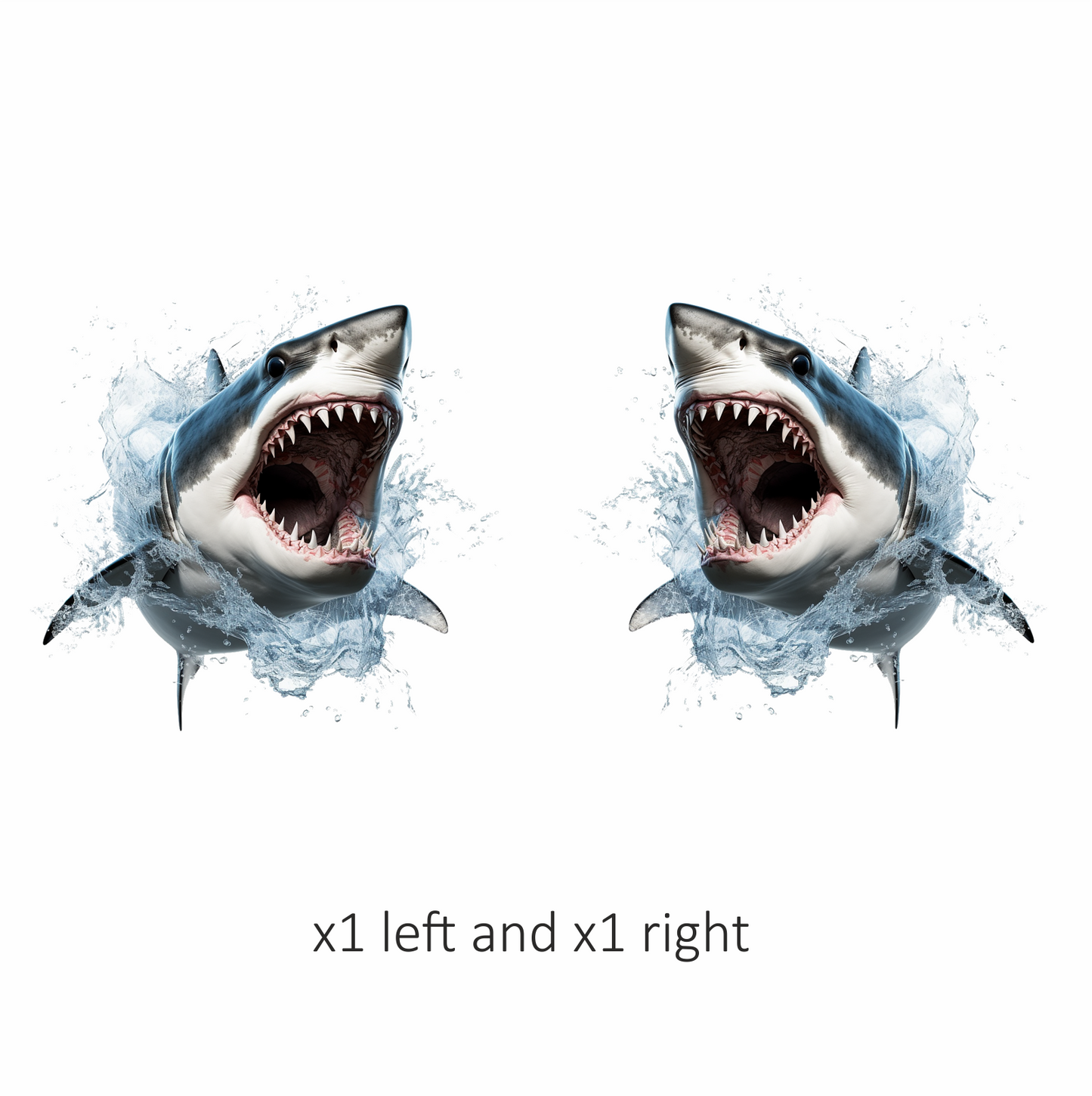 Shark Grey Water Splash Fierce Predator Teeth Vinyl Sticker Decal