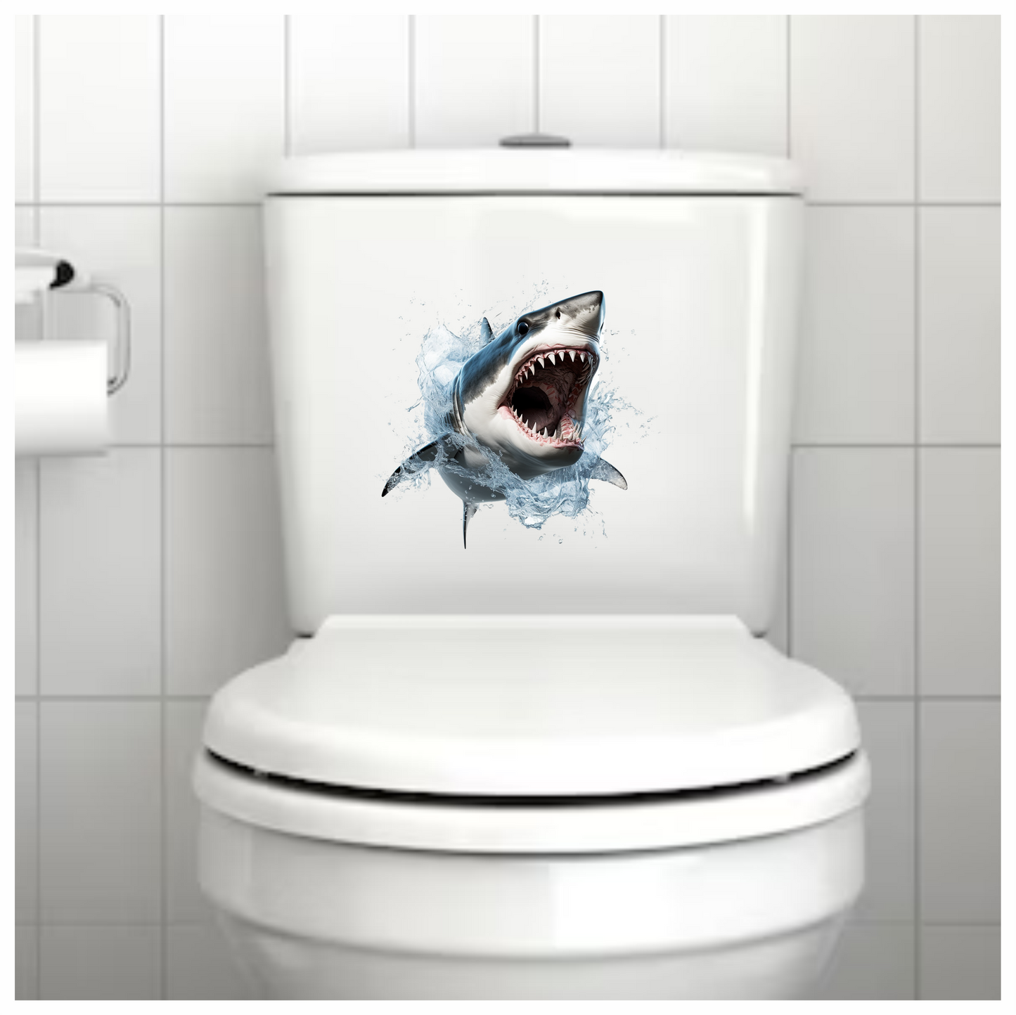 Shark Grey Water Splash Fierce Predator Teeth Vinyl Sticker Decal