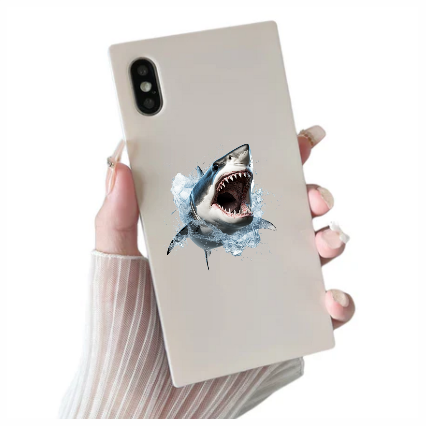 Shark Grey Water Splash Fierce Predator Teeth Vinyl Sticker Decal
