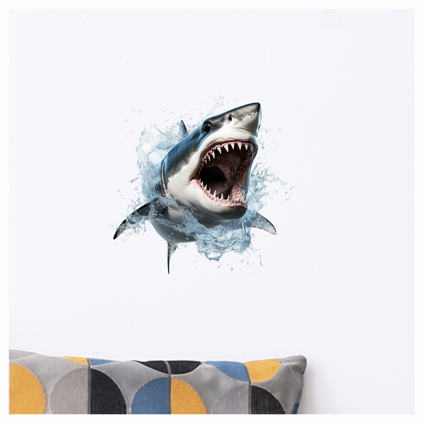 Shark Grey Water Splash Fierce Predator Teeth Vinyl Sticker Decal