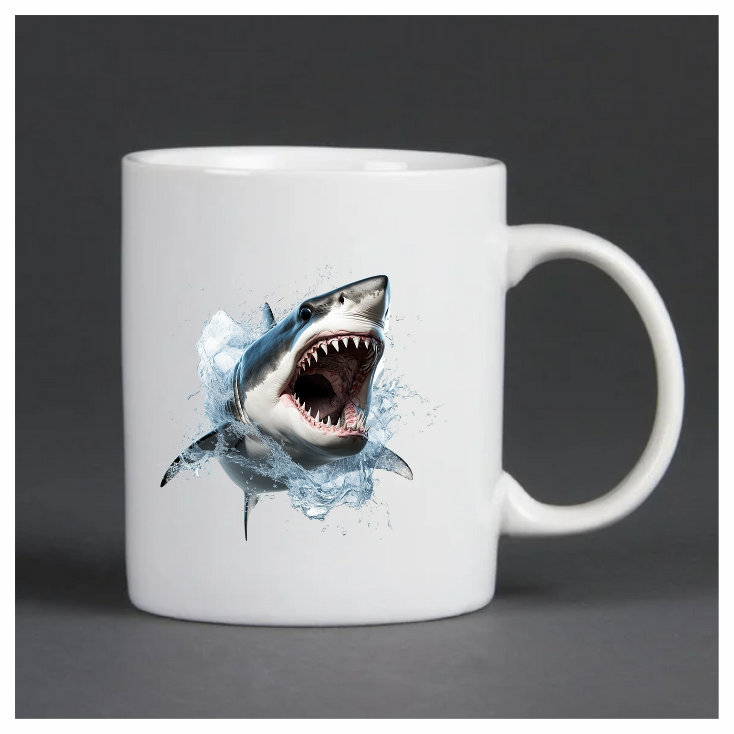 Shark Grey Water Splash Fierce Predator Teeth Vinyl Sticker Decal