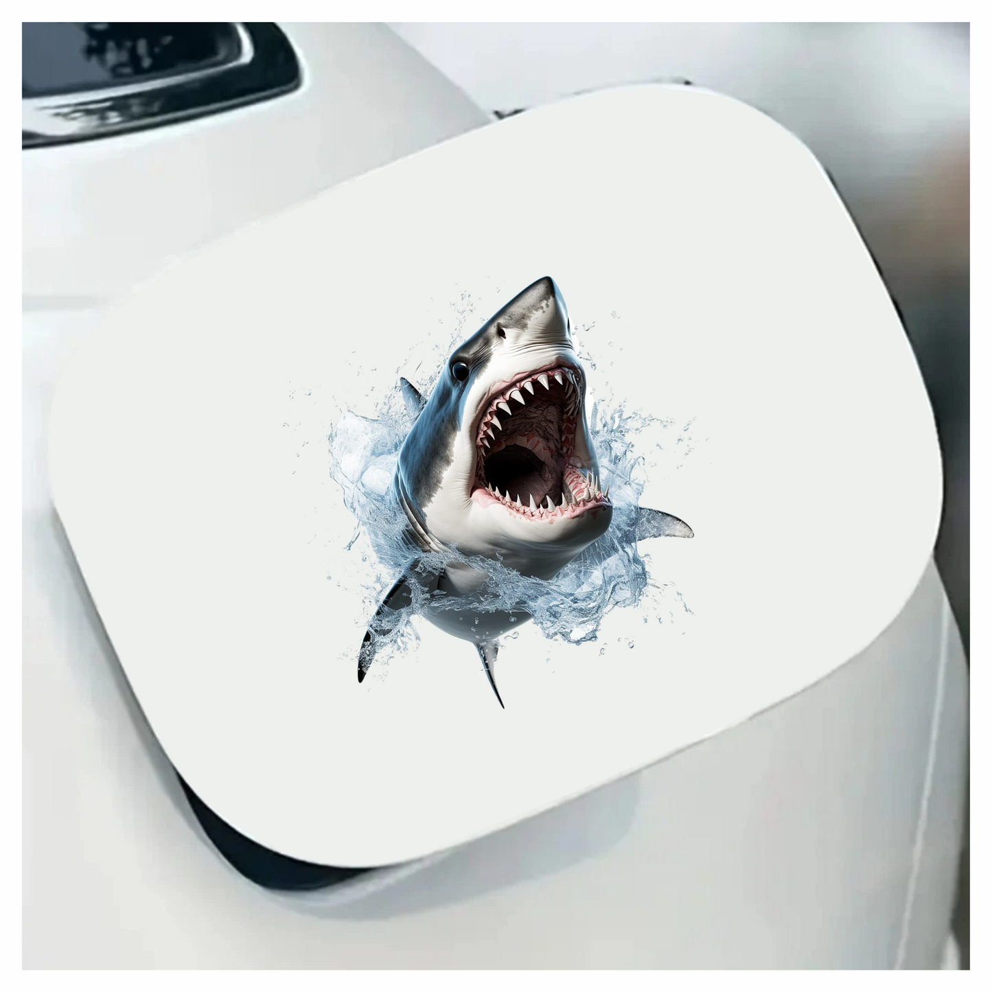 Shark Grey Water Splash Fierce Predator Teeth Vinyl Sticker Decal