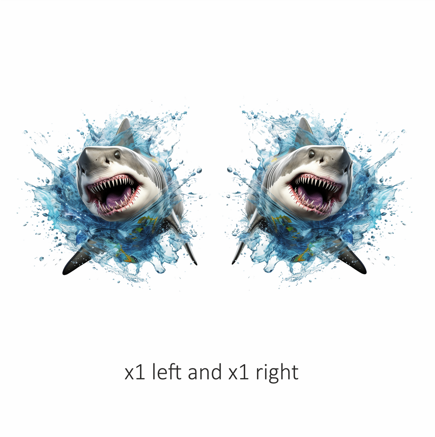 Shark Water Splash Grey Shark Vinyl Sticker Decal