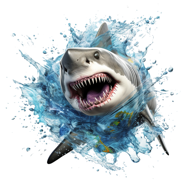 Shark Water Splash Grey Shark Vinyl Sticker Decal