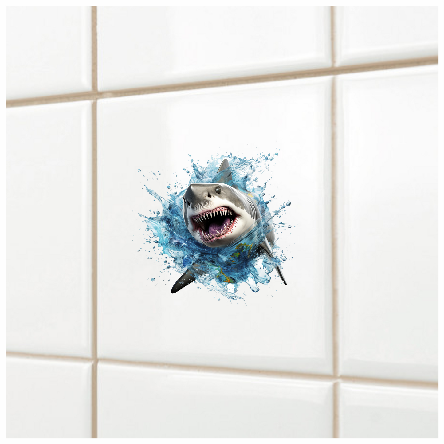 Shark Water Splash Grey Shark Vinyl Sticker Decal