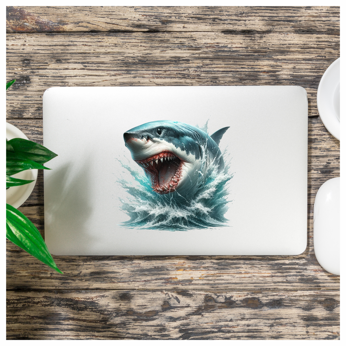 Shark Blue Water Teeth Splash Vinyl Sticker Decal