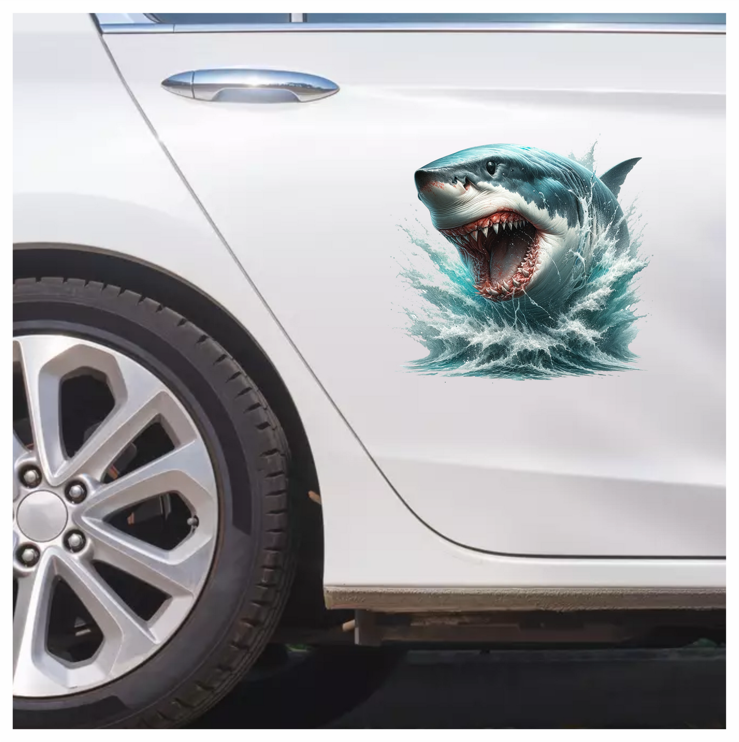 Shark Blue Water Teeth Splash Vinyl Sticker Decal