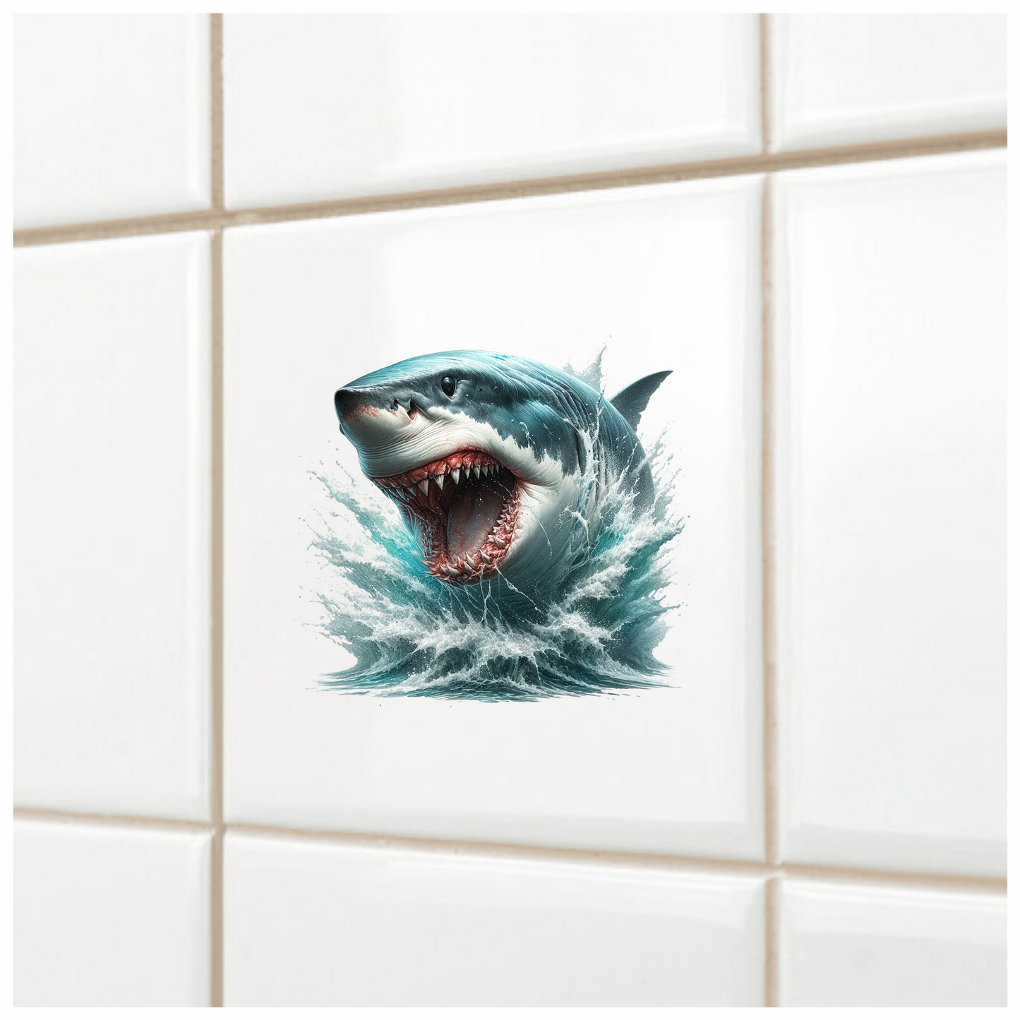 Shark Blue Water Teeth Splash Vinyl Sticker Decal