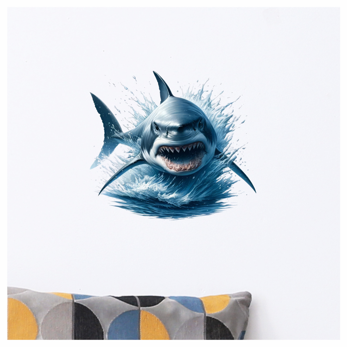 Shark Blue Water Splash Teeth Vinyl Sticker Decal