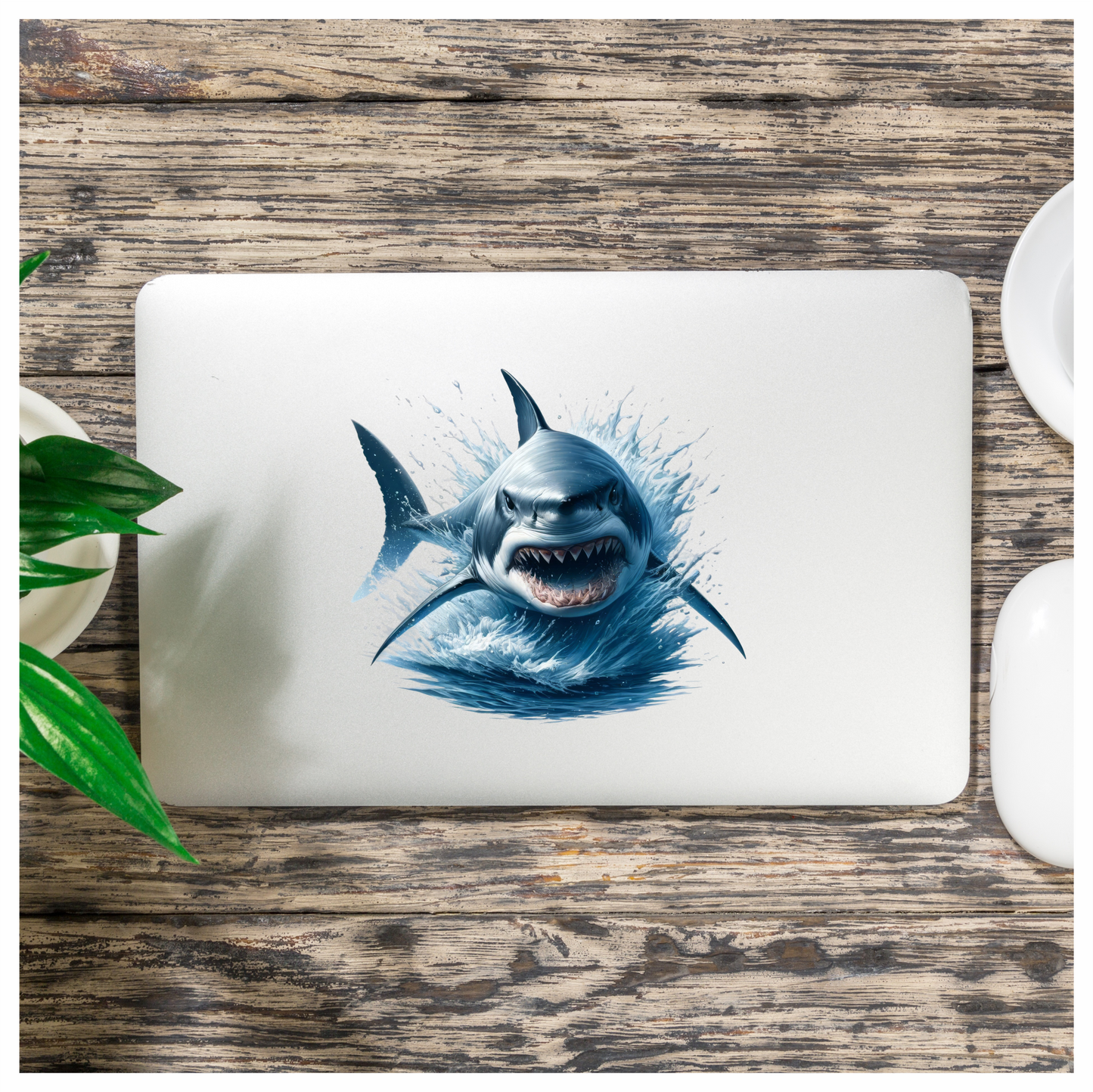Shark Blue Water Splash Teeth Vinyl Sticker Decal