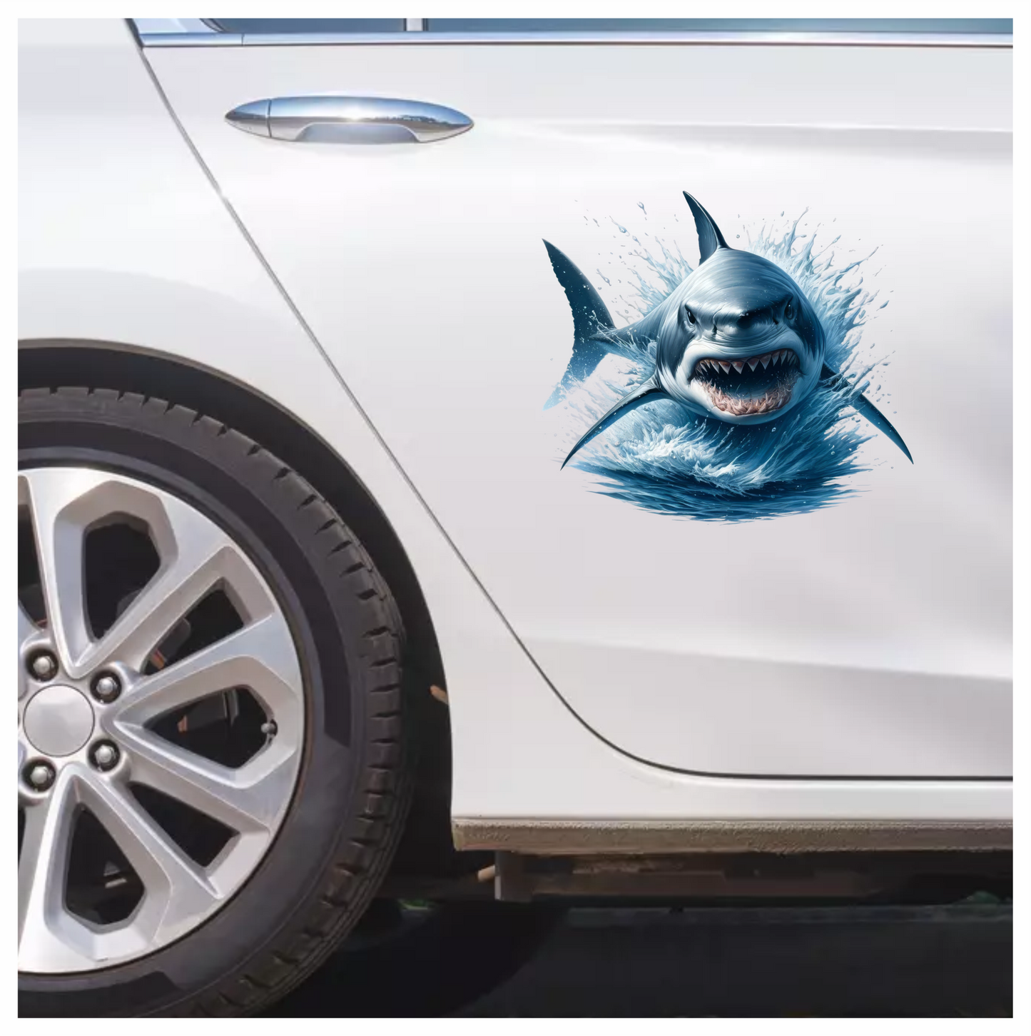 Shark Blue Water Splash Teeth Vinyl Sticker Decal