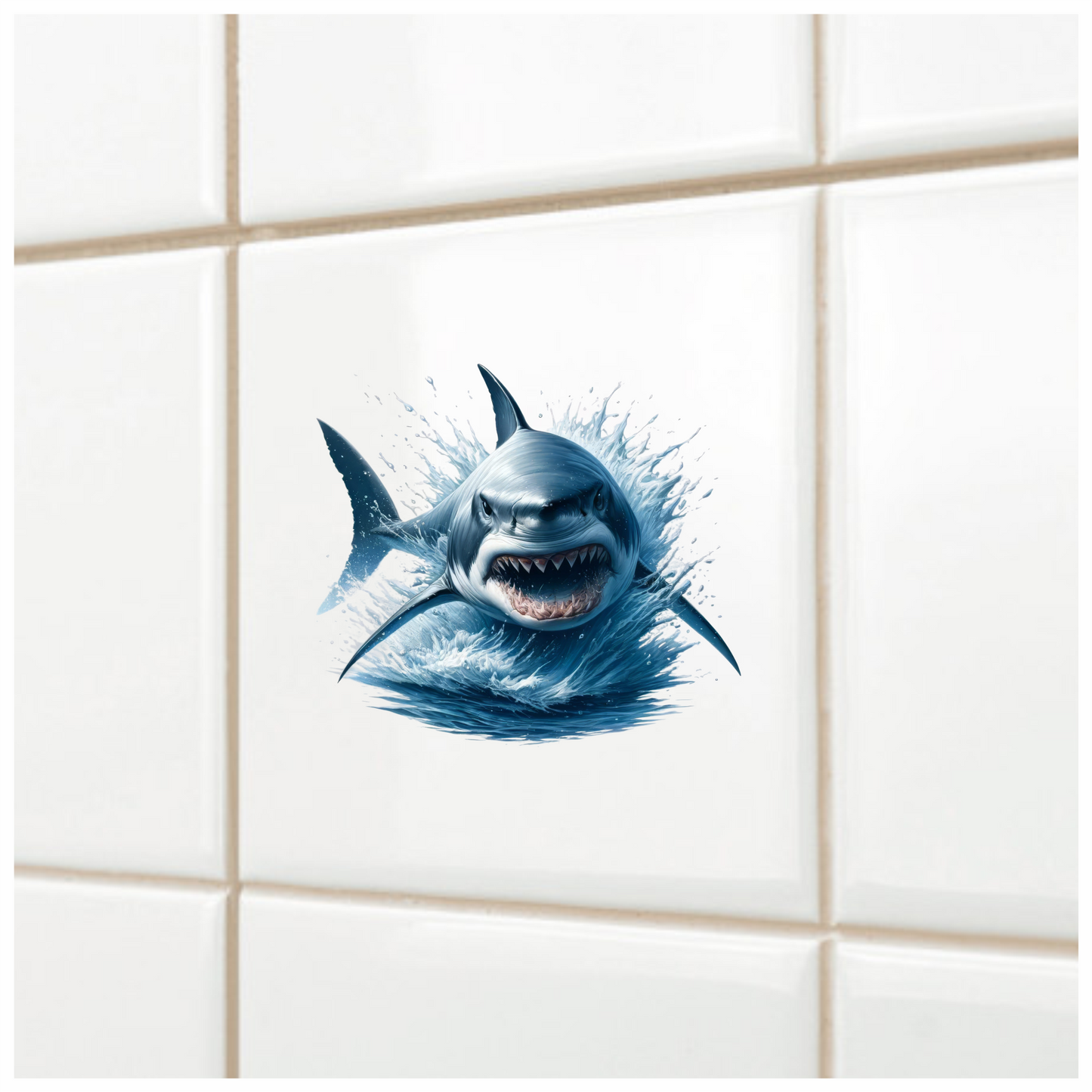 Shark Blue Water Splash Teeth Vinyl Sticker Decal
