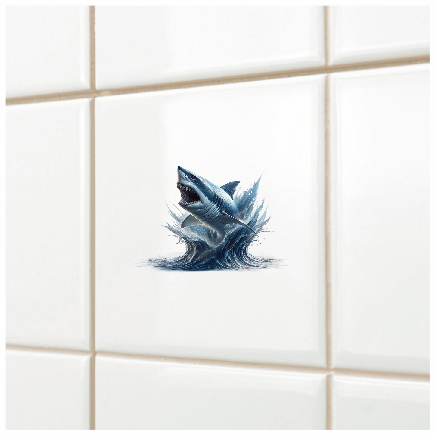 Shark Blue Water Splash Jumping Vinyl Sticker Decal