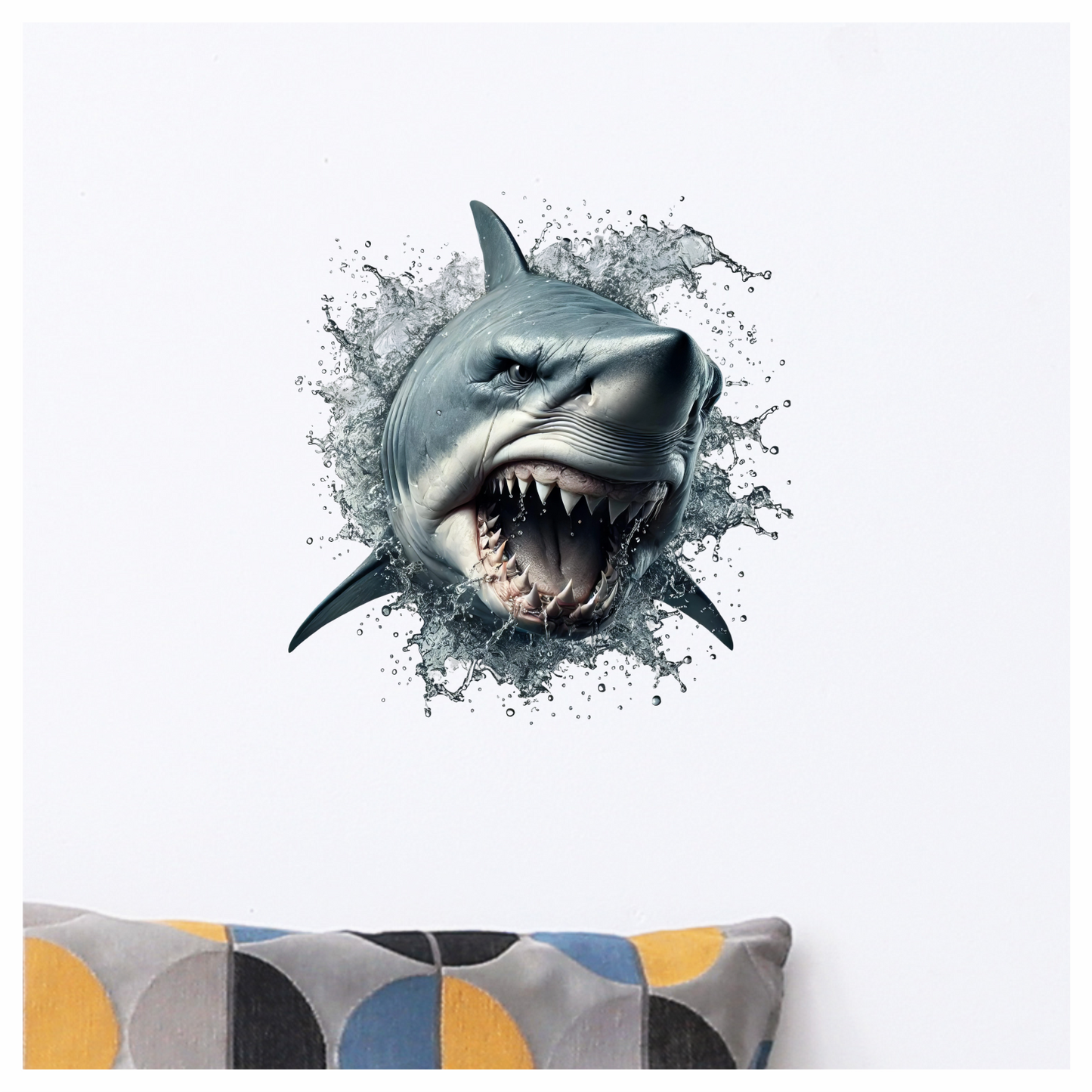 Shark Grey Water Splash Attack Vinyl Sticker Decal