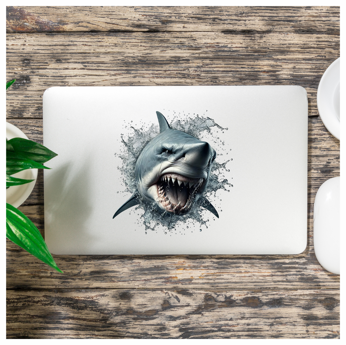 Shark Grey Water Splash Attack Vinyl Sticker Decal