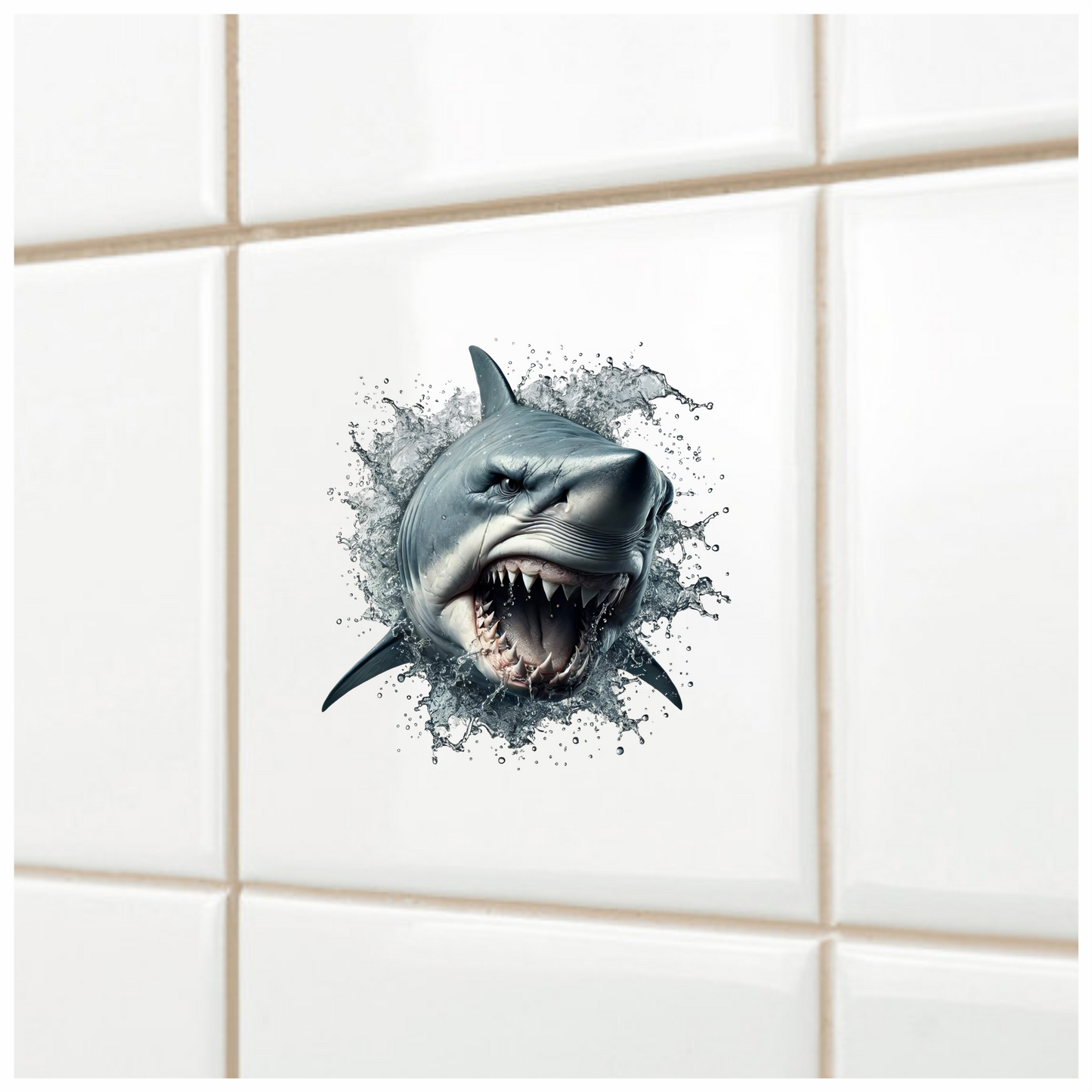 Shark Grey Water Splash Attack Vinyl Sticker Decal