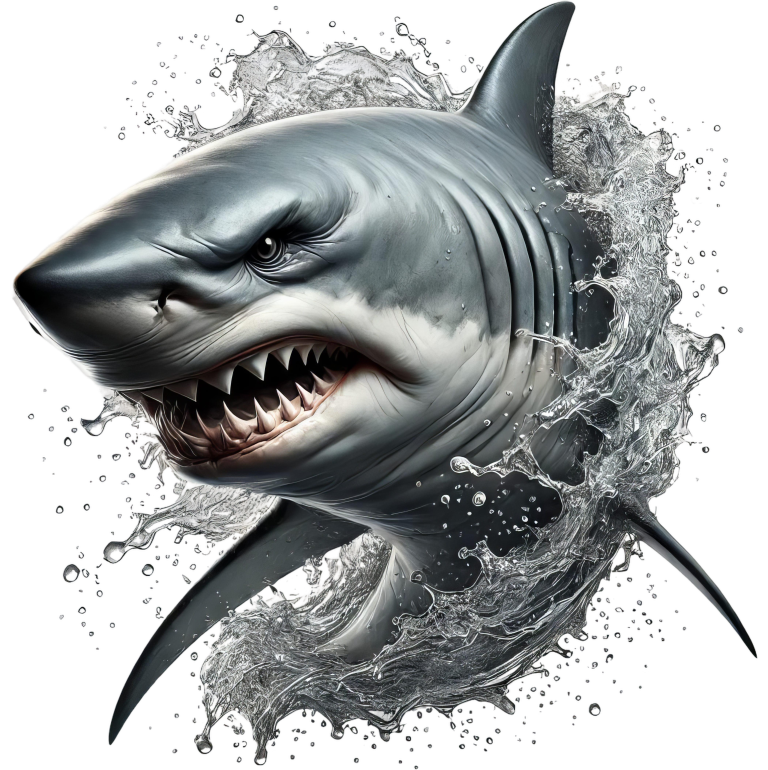 Shark Gray Water Splash Teeth Vinyl Sticker Decal