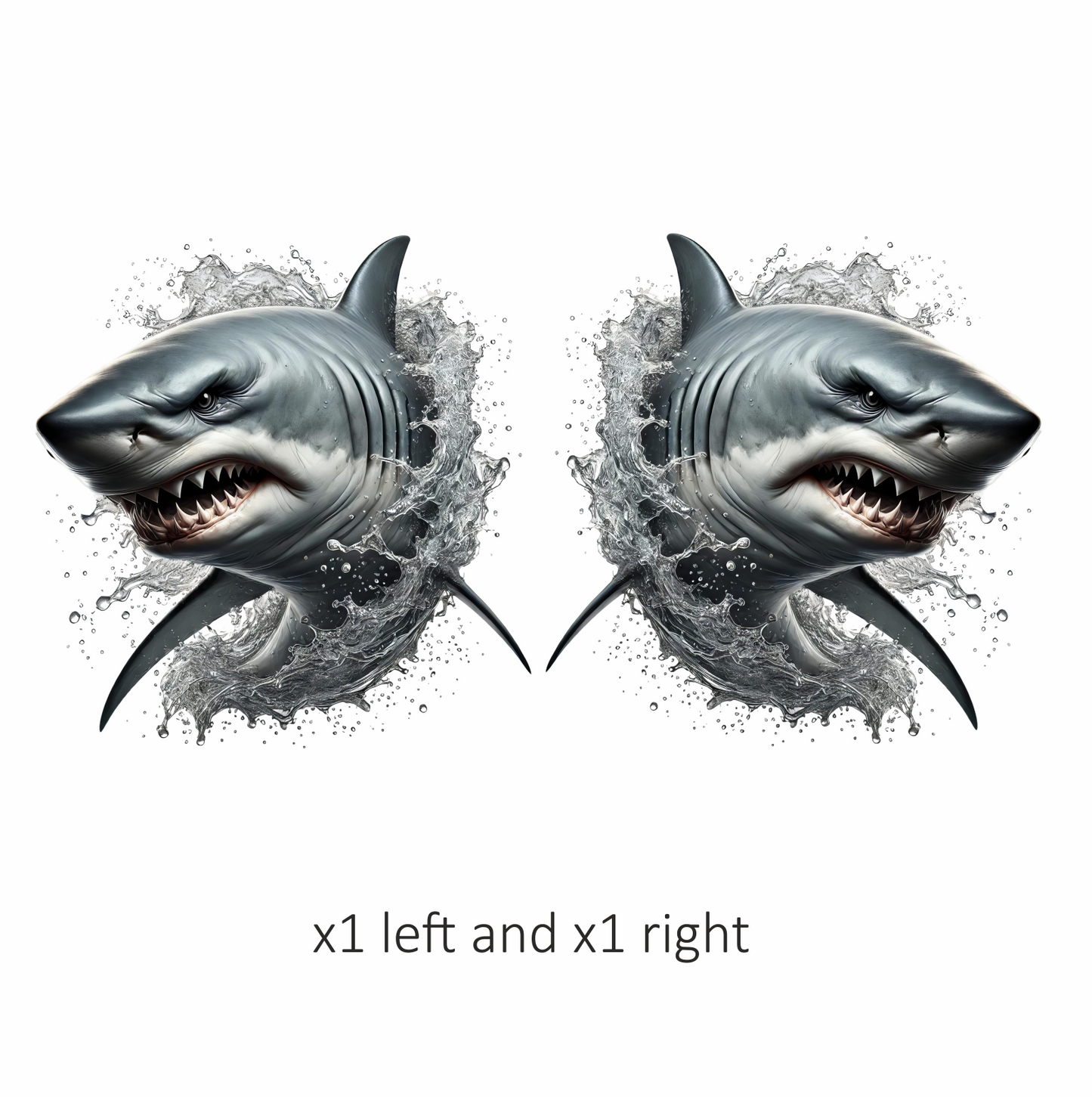 Shark Gray Water Splash Teeth Vinyl Sticker Decal