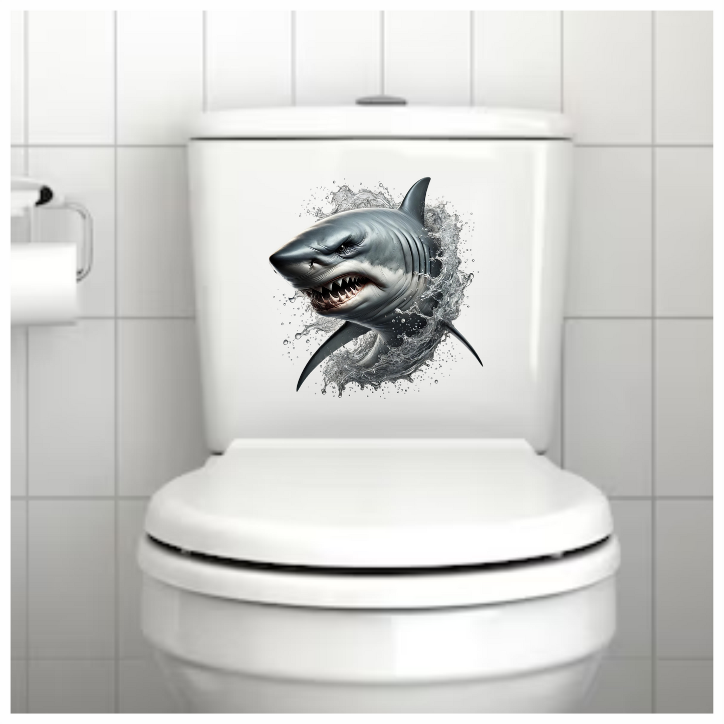 Shark Gray Water Splash Teeth Vinyl Sticker Decal