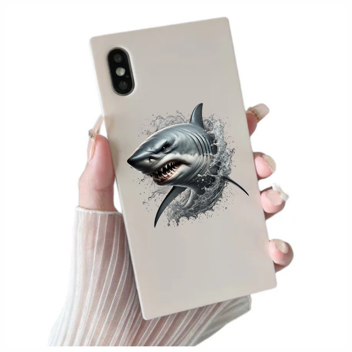Shark Gray Water Splash Teeth Vinyl Sticker Decal