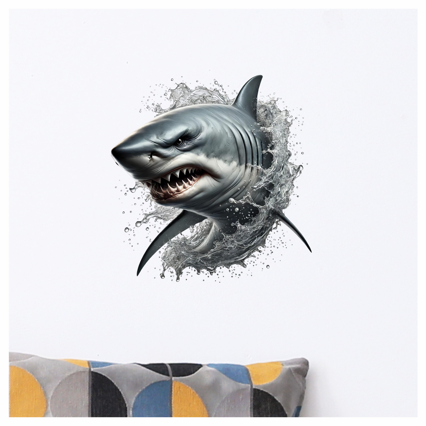 Shark Gray Water Splash Teeth Vinyl Sticker Decal