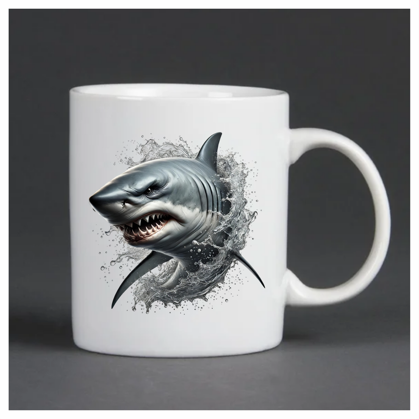 Shark Gray Water Splash Teeth Vinyl Sticker Decal