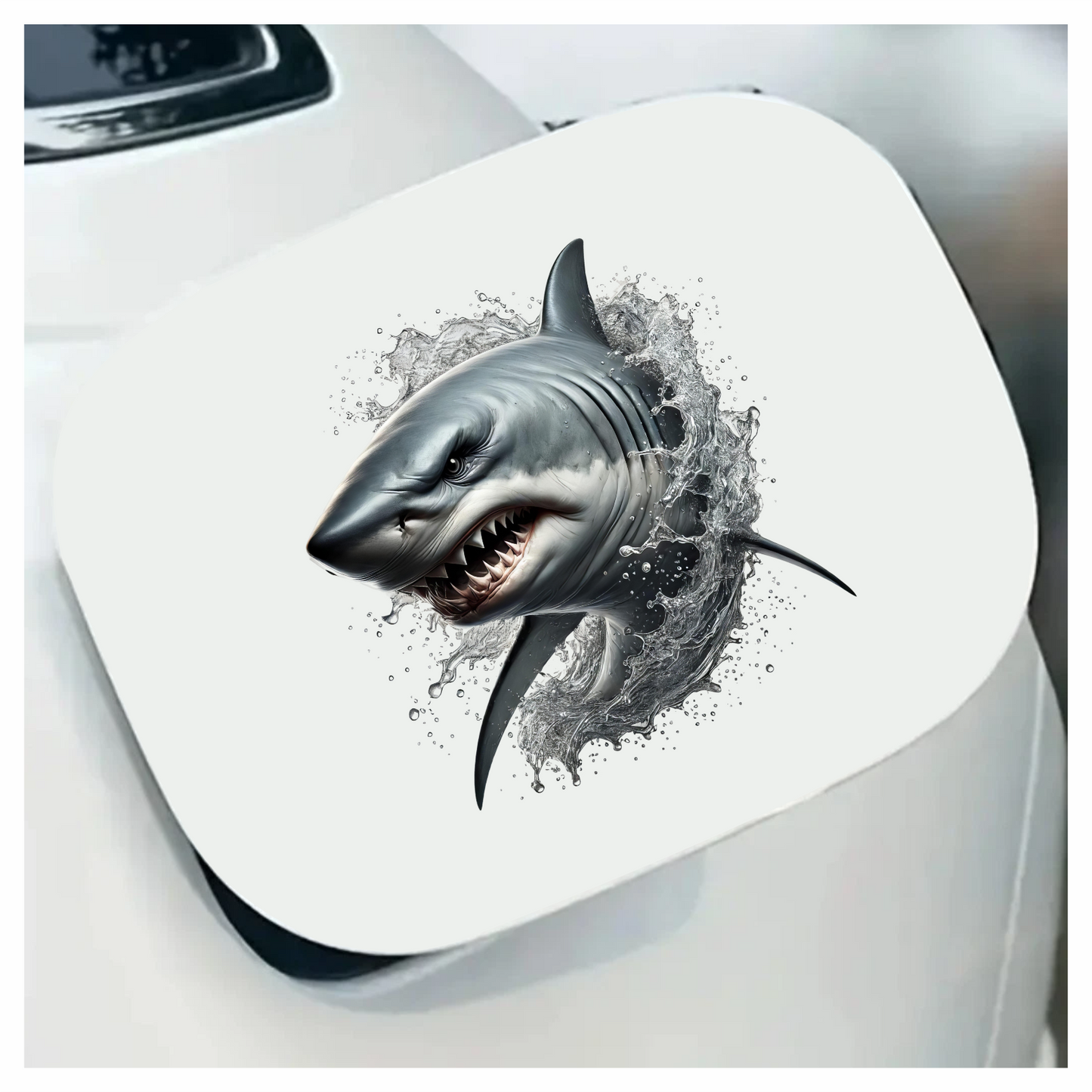 Shark Gray Water Splash Teeth Vinyl Sticker Decal