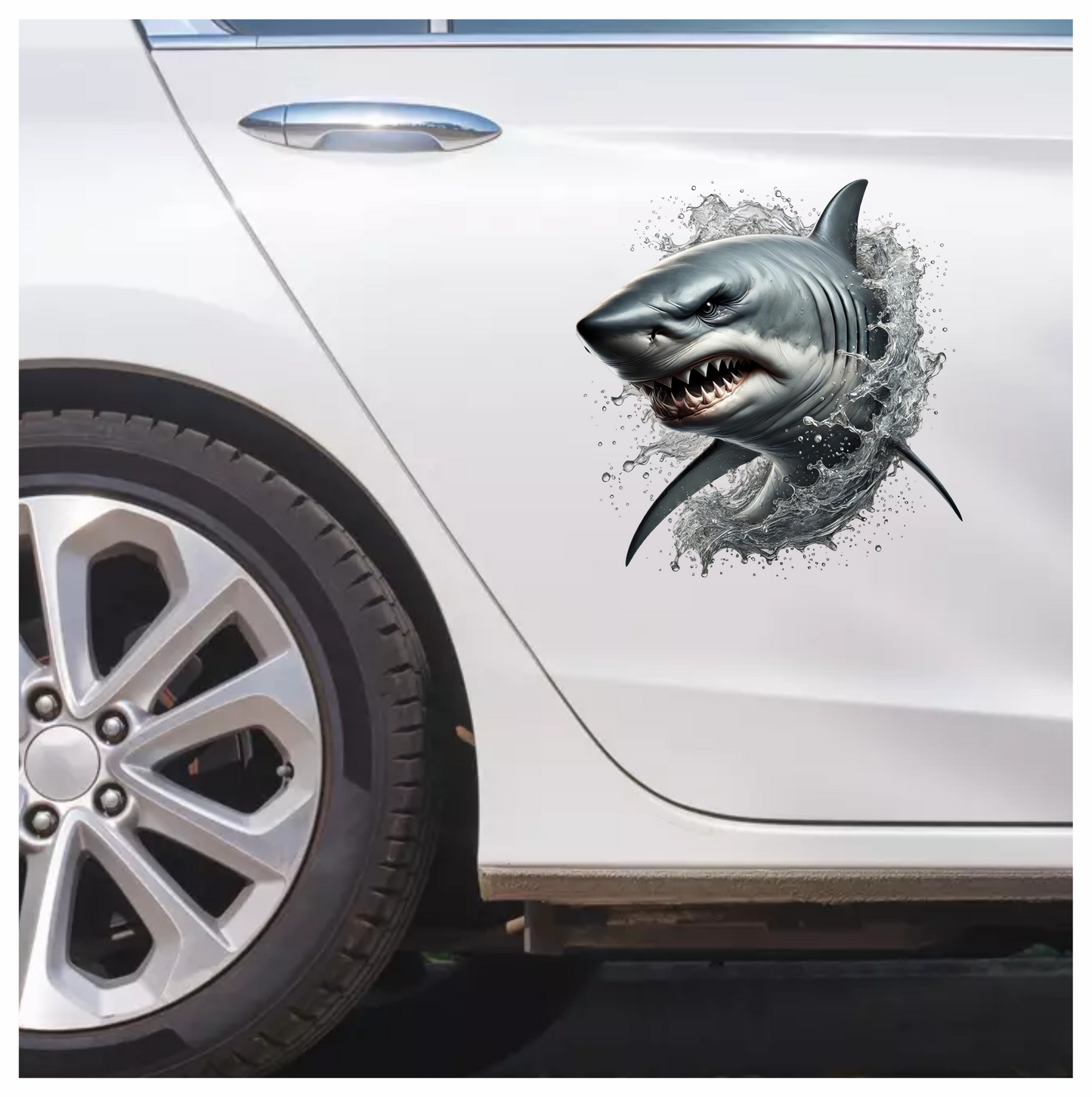 Shark Gray Water Splash Teeth Vinyl Sticker Decal