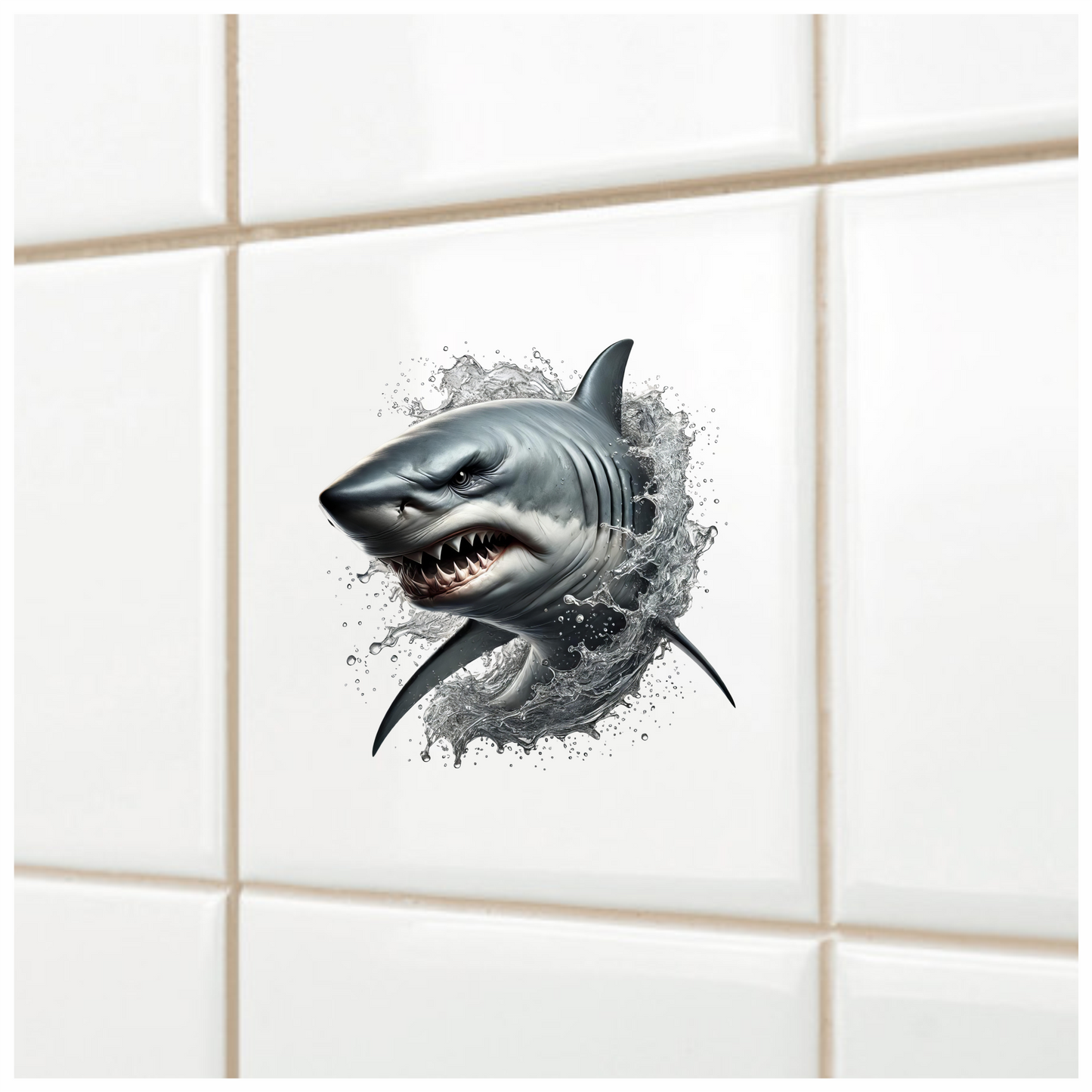 Shark Gray Water Splash Teeth Vinyl Sticker Decal