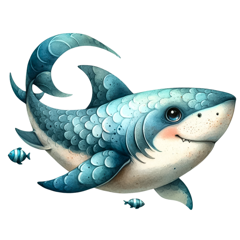 Shark Blue Fish Cartoon Ocean Vinyl Sticker Decal