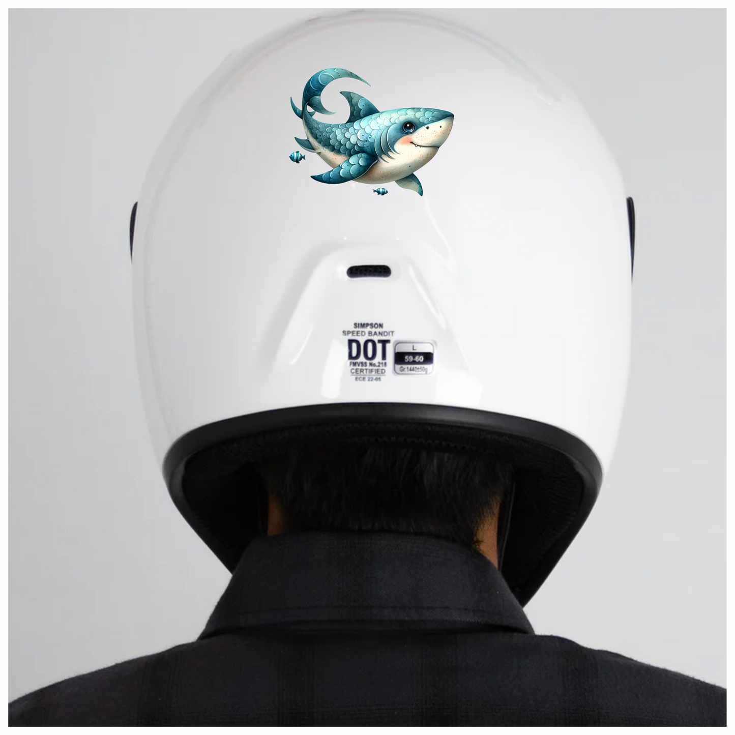 Shark Blue Fish Cartoon Ocean Vinyl Sticker Decal