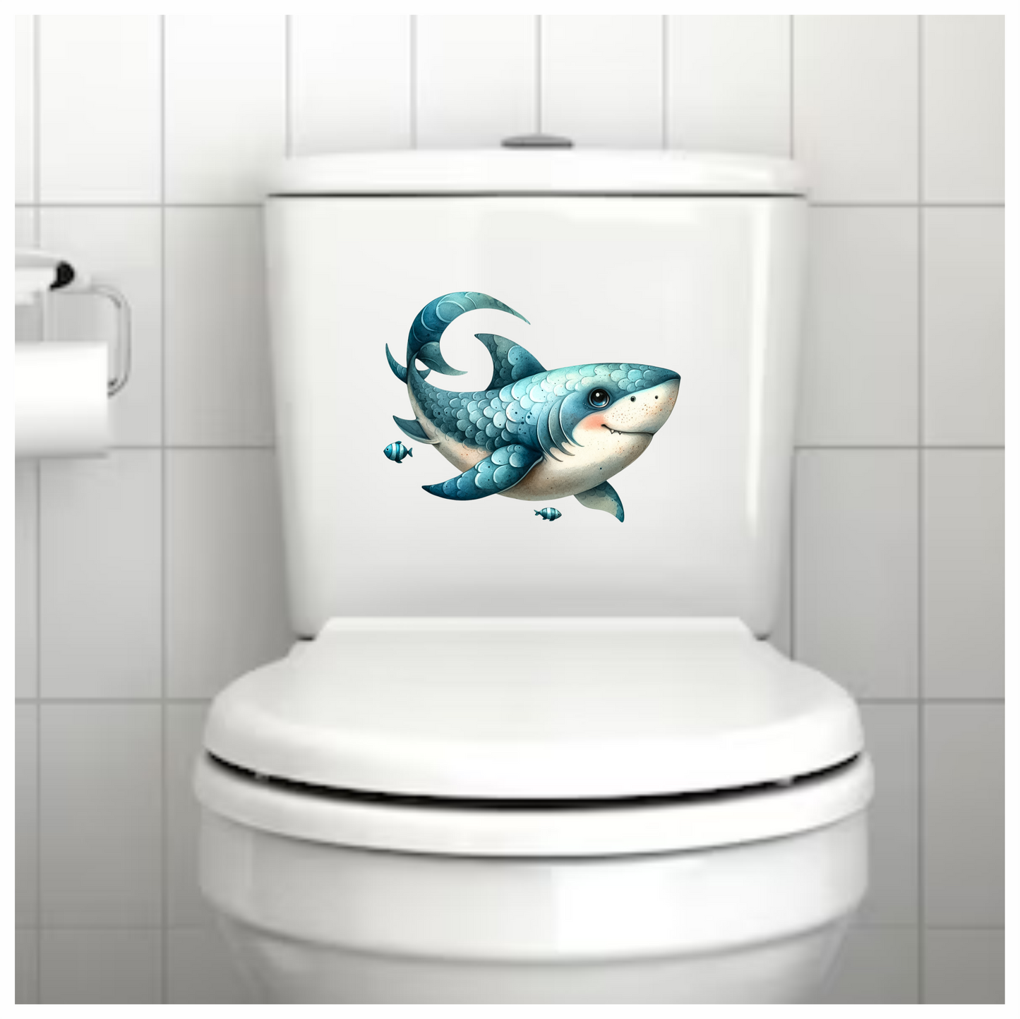 Shark Blue Fish Cartoon Ocean Vinyl Sticker Decal