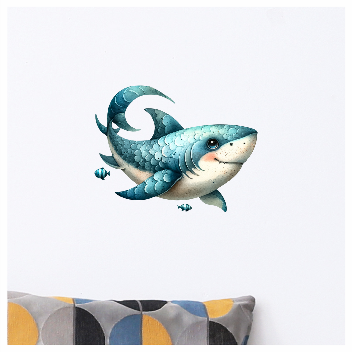 Shark Blue Fish Cartoon Ocean Vinyl Sticker Decal