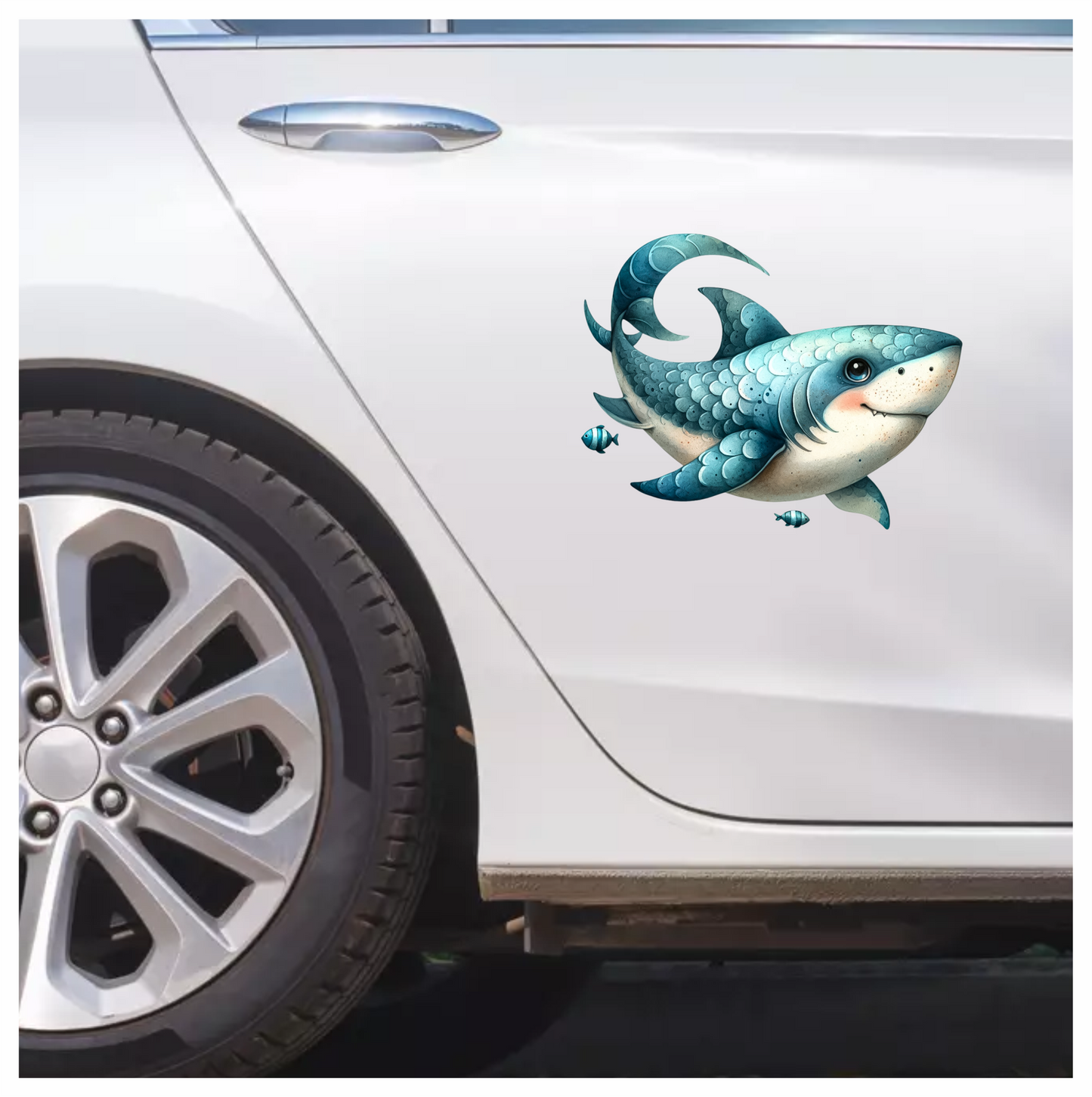 Shark Blue Fish Cartoon Ocean Vinyl Sticker Decal