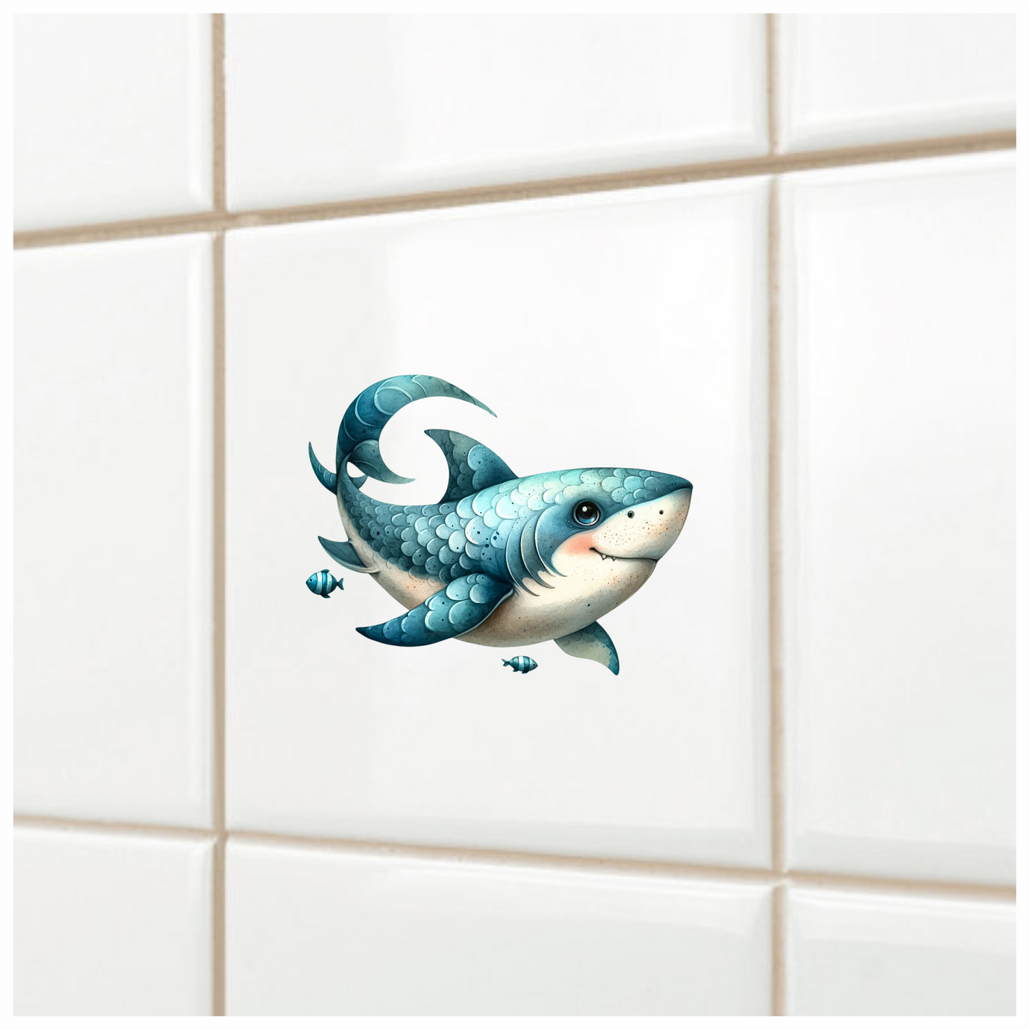 Shark Blue Fish Cartoon Ocean Vinyl Sticker Decal