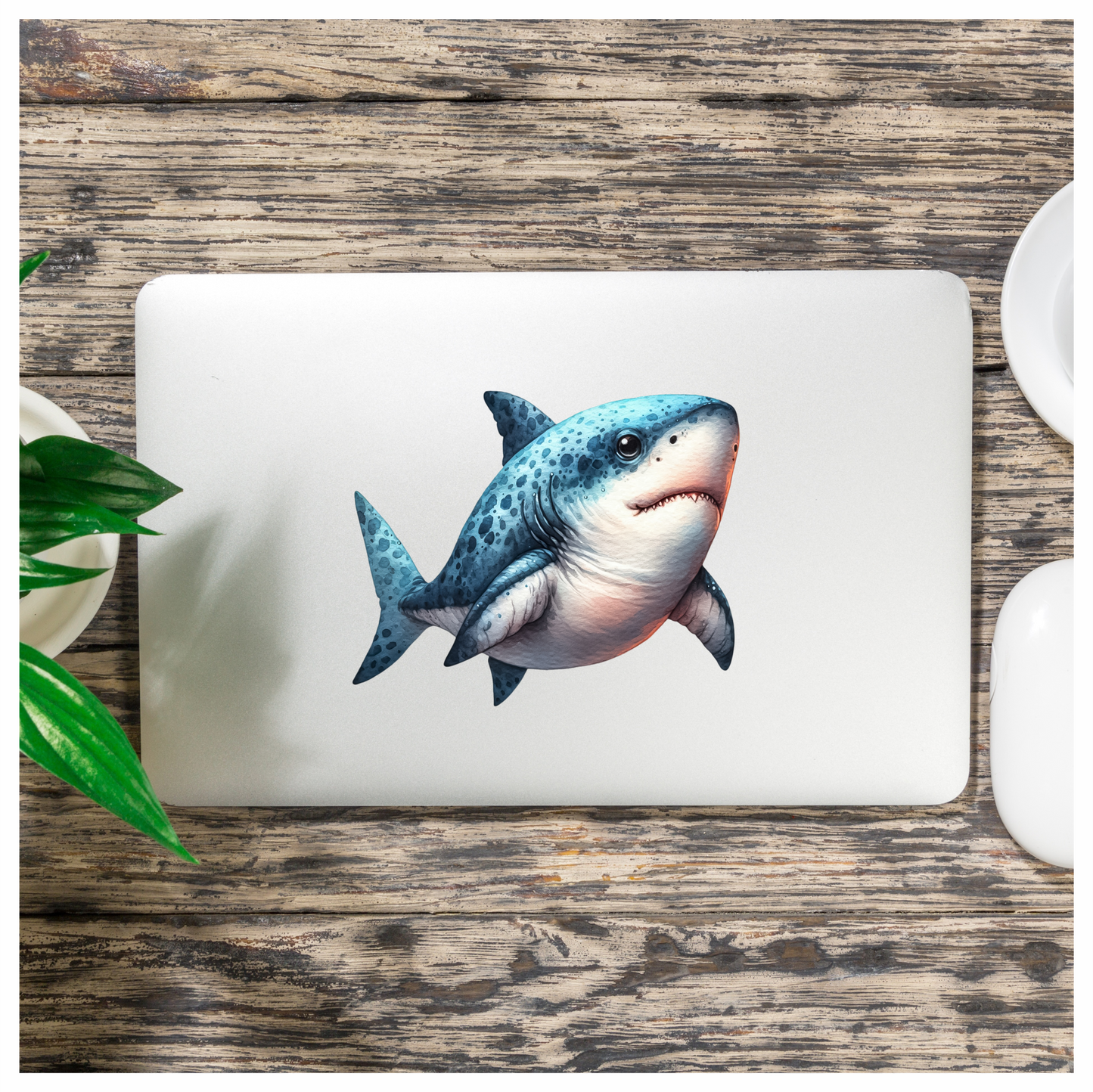 Blue Shark Cartoon Vinyl Sticker Decal