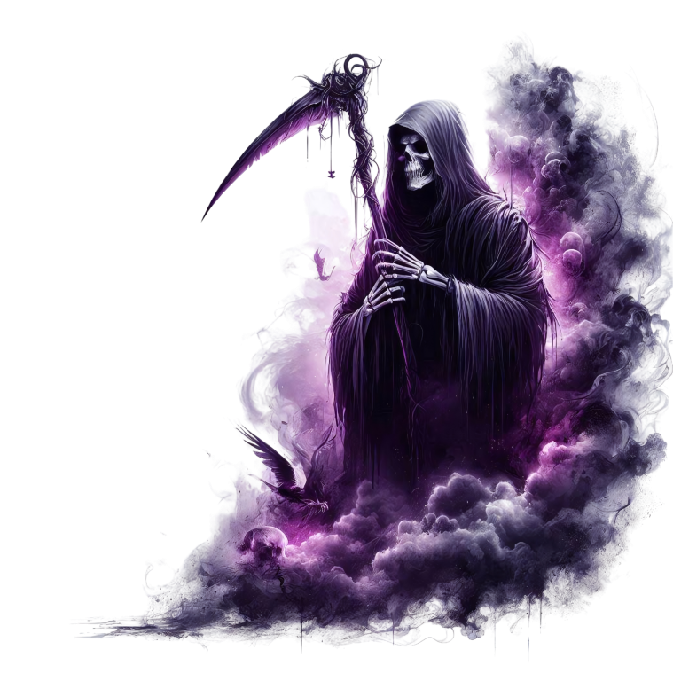 Grim Reaper Purple Smoke Bird Skull Vinyl Sticker Decal