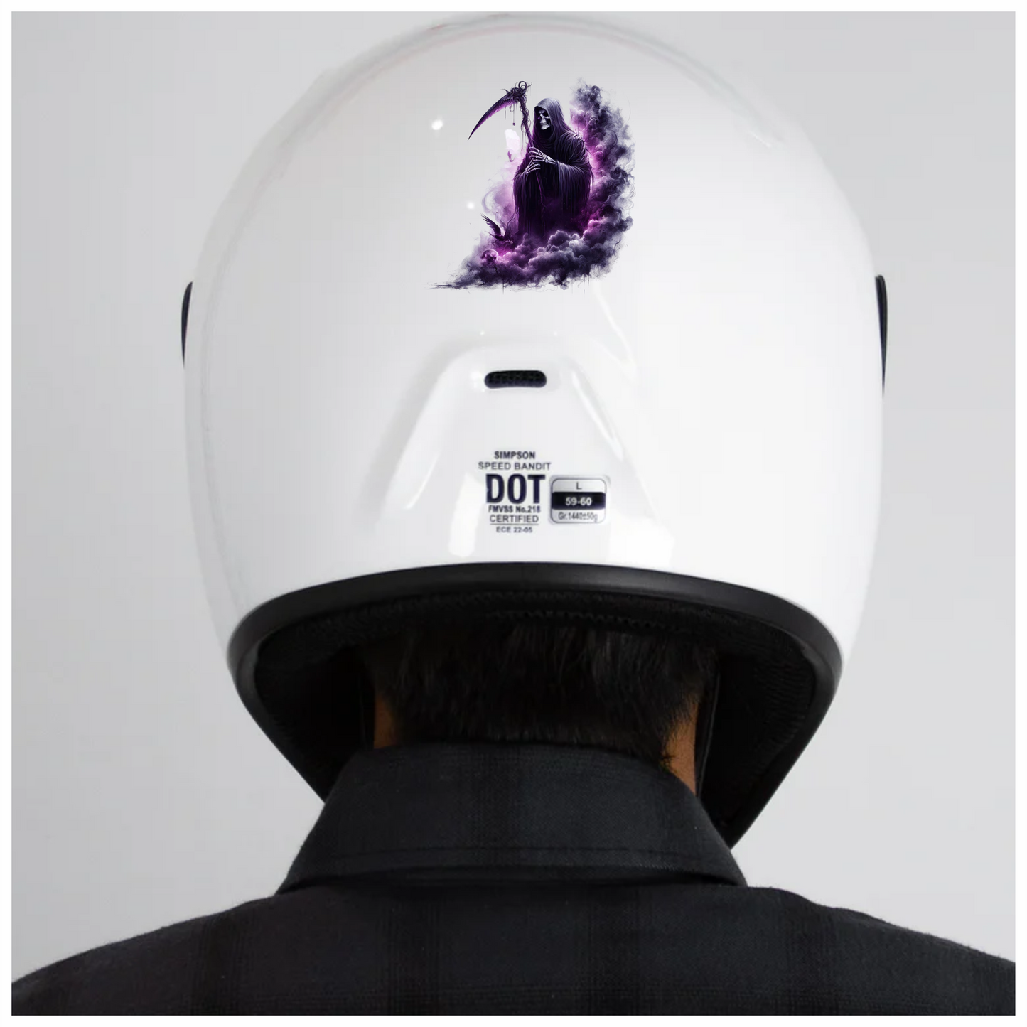 Grim Reaper Purple Smoke Bird Skull Vinyl Sticker Decal