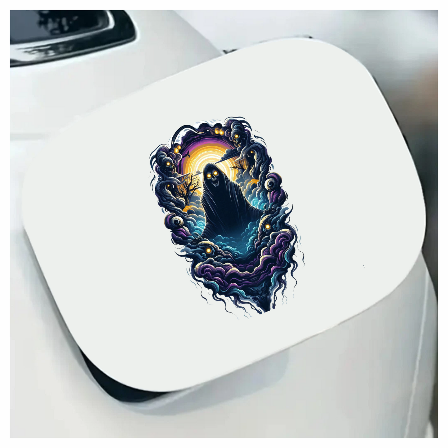 Skull Clouds Night Creature Orange Vinyl Sticker Decal