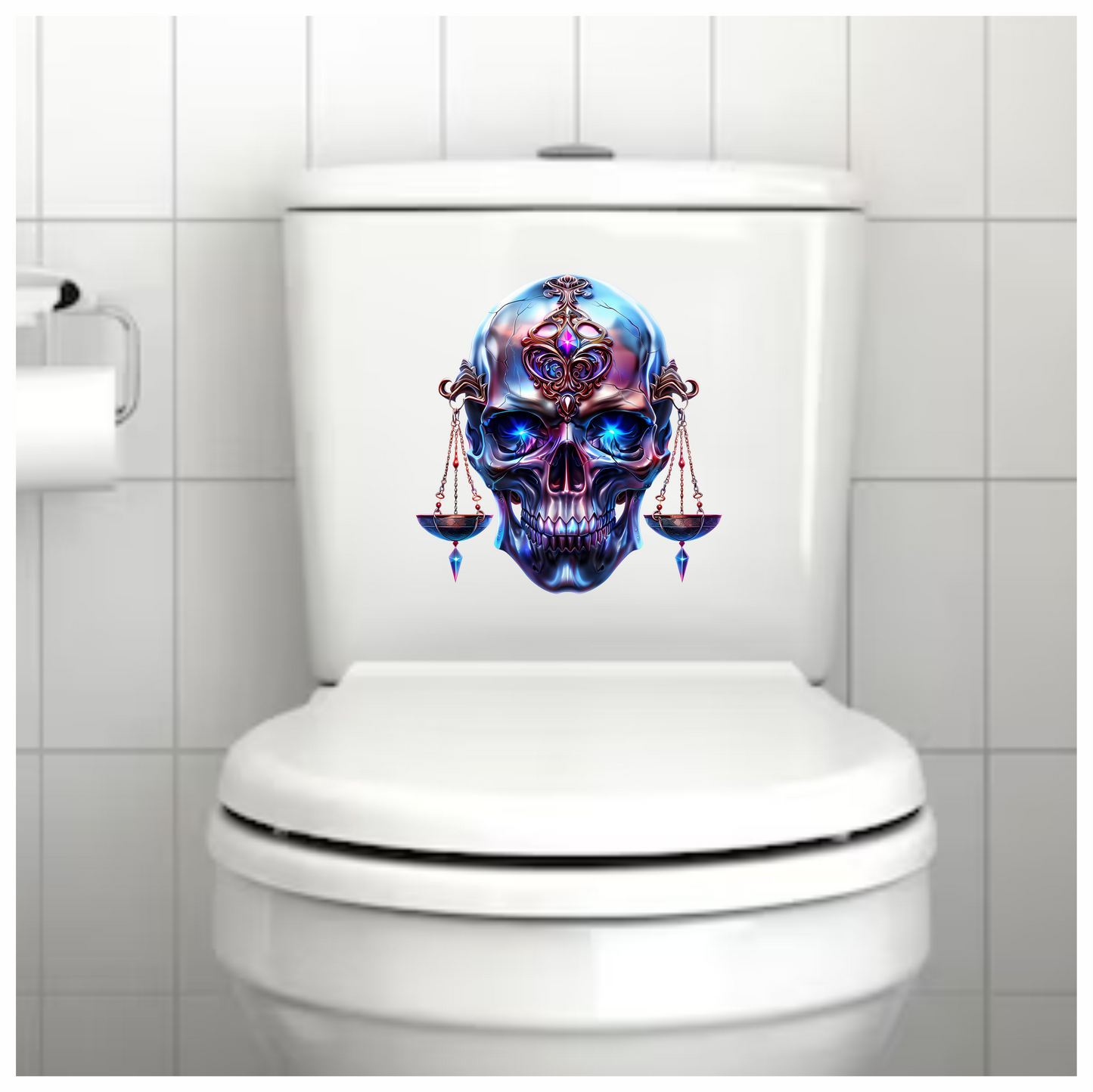 Skull Blue Eyes Balance Scale Vinyl Sticker Decal