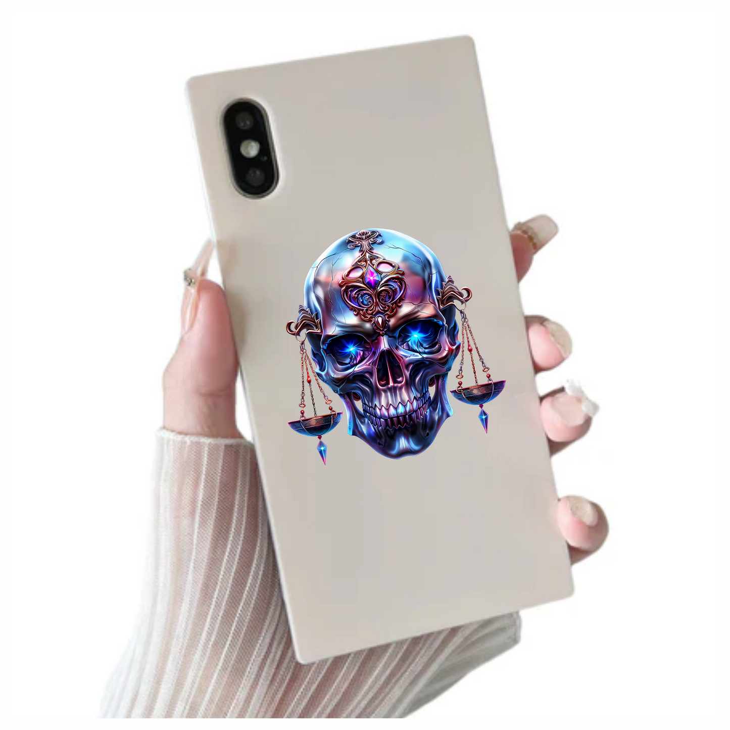 Skull Blue Eyes Balance Scale Vinyl Sticker Decal