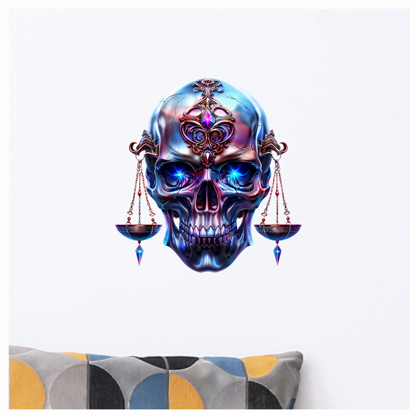 Skull Blue Eyes Balance Scale Vinyl Sticker Decal