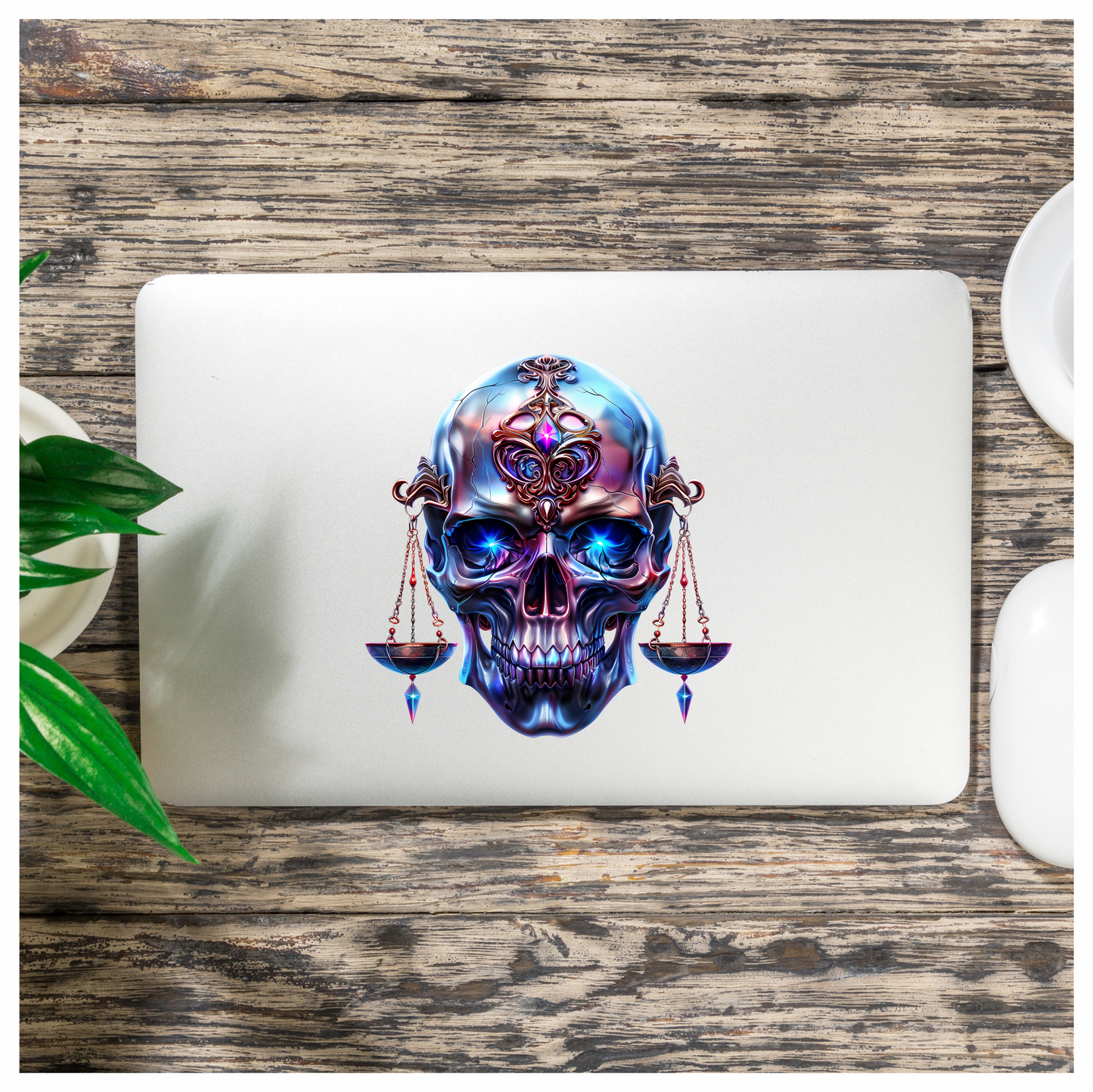 Skull Blue Eyes Balance Scale Vinyl Sticker Decal